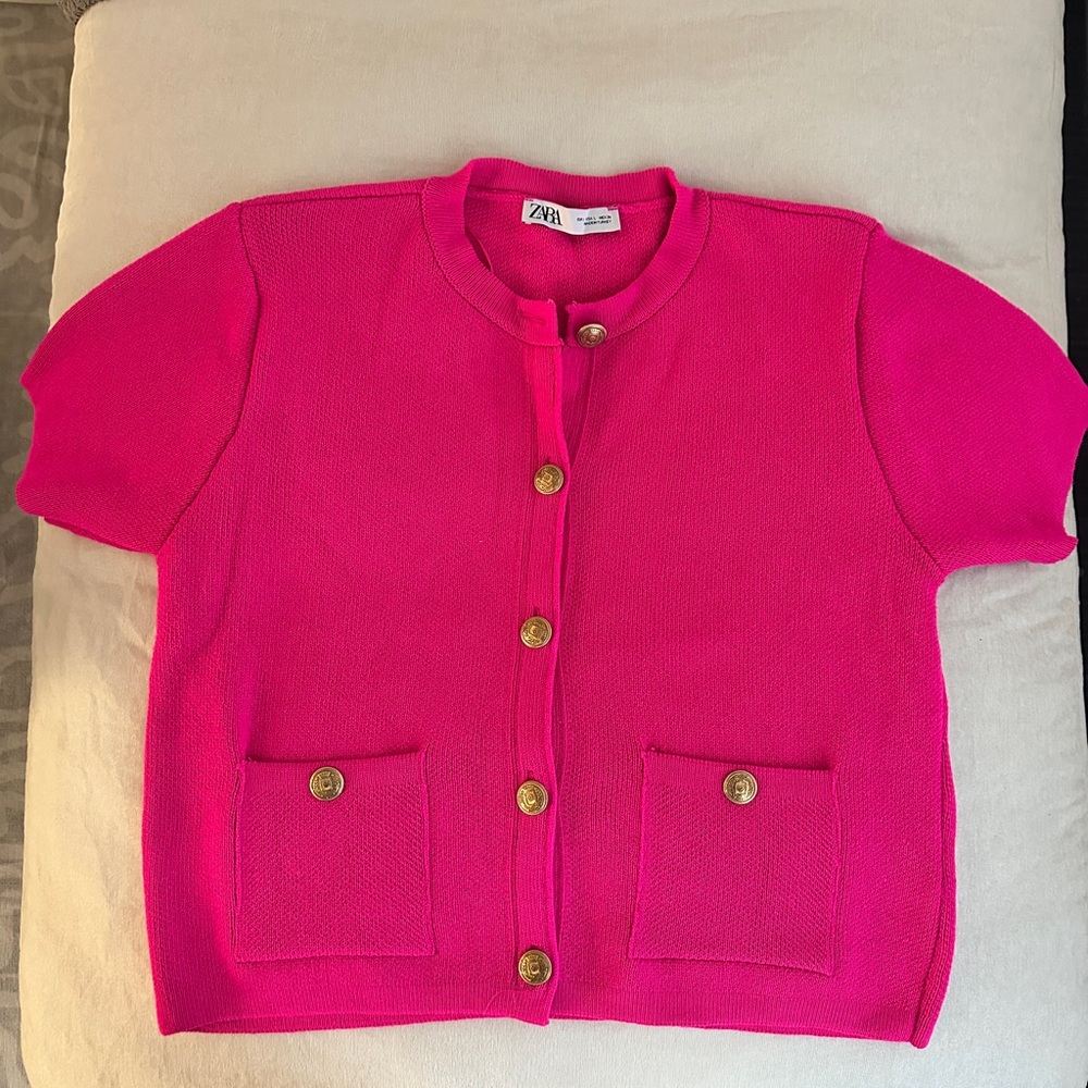 Zara Fuchsia Button-Up Top